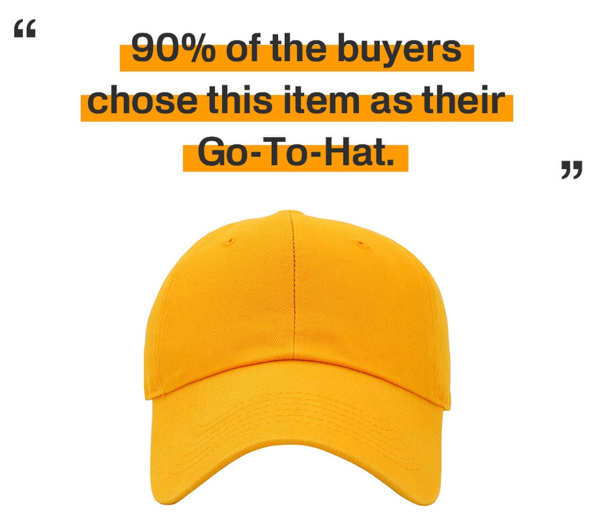 Gold Low Profile Baseball Caps Front View